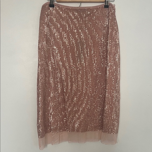 Anthropologie Rose Sequin Pencil Skirt - Picture 3 of 6